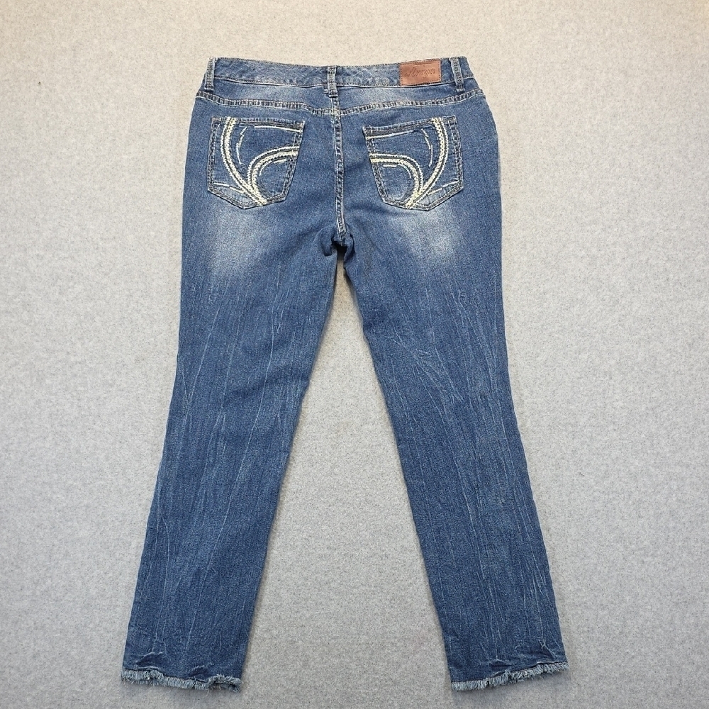 Ariya Jeans Distressed Skinny Raw Hem Y2K Grunge Denim Size 13/14 - Picture 8 of 10